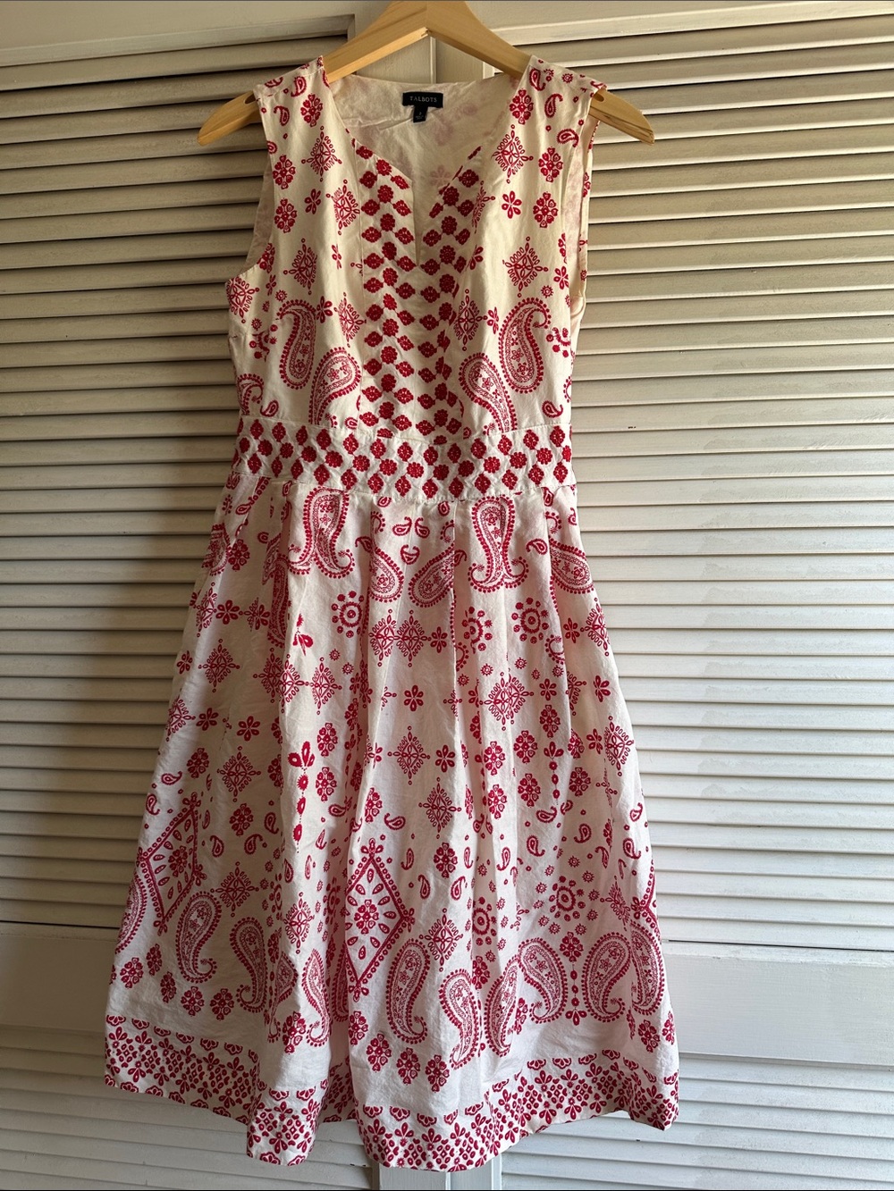 Talbots Red Paisley Bandana Print Cotton Dress